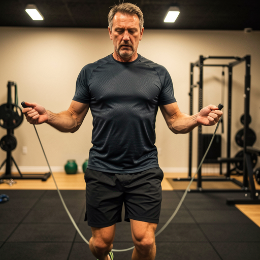 man jumping rope in gym