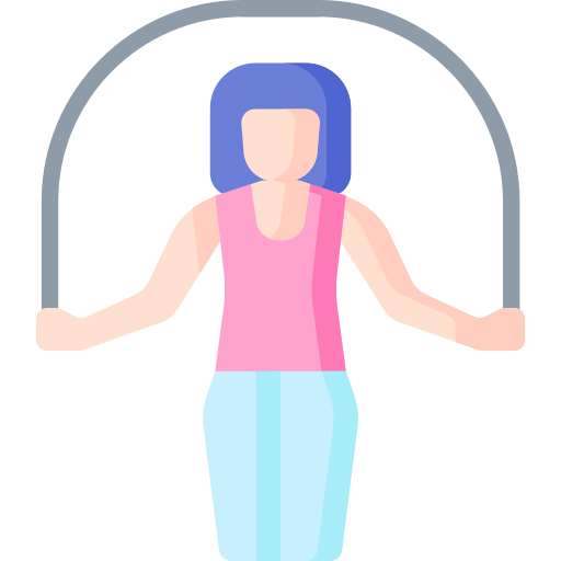 woman with pinkish shirt jumping rope