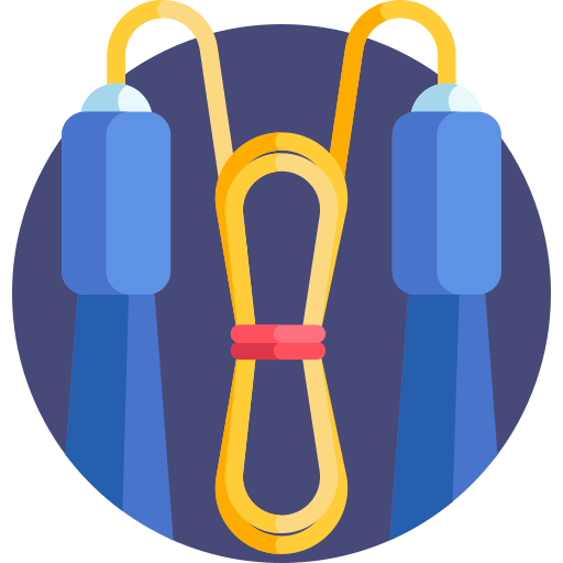 jump-rope with yellow cord and blue handles